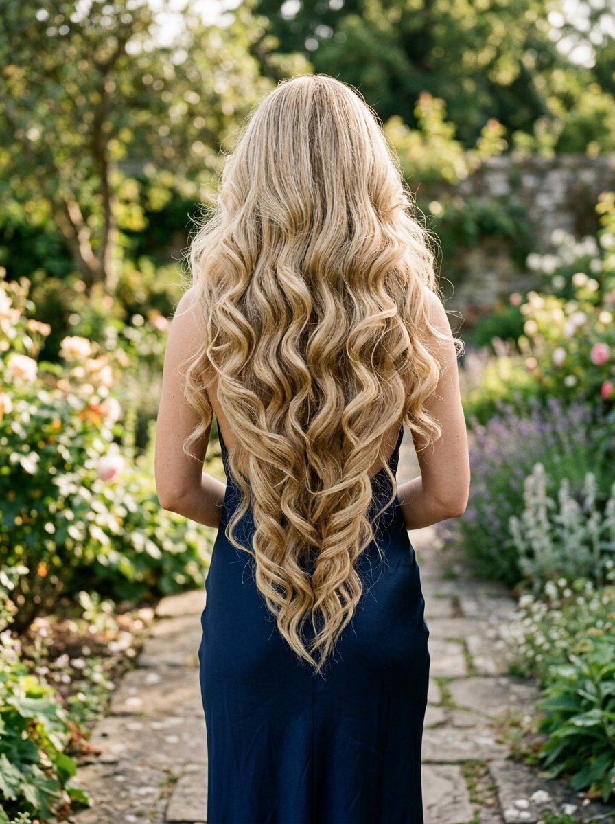 Long Blonde Hair Cascading Down