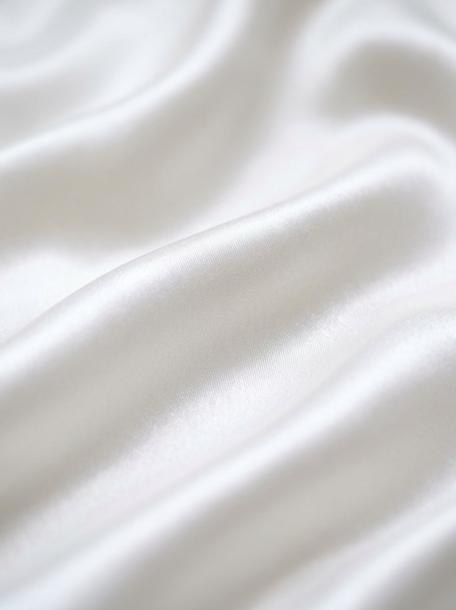 Soft white satin cloth with gentle folds and a shimmering light reflection.