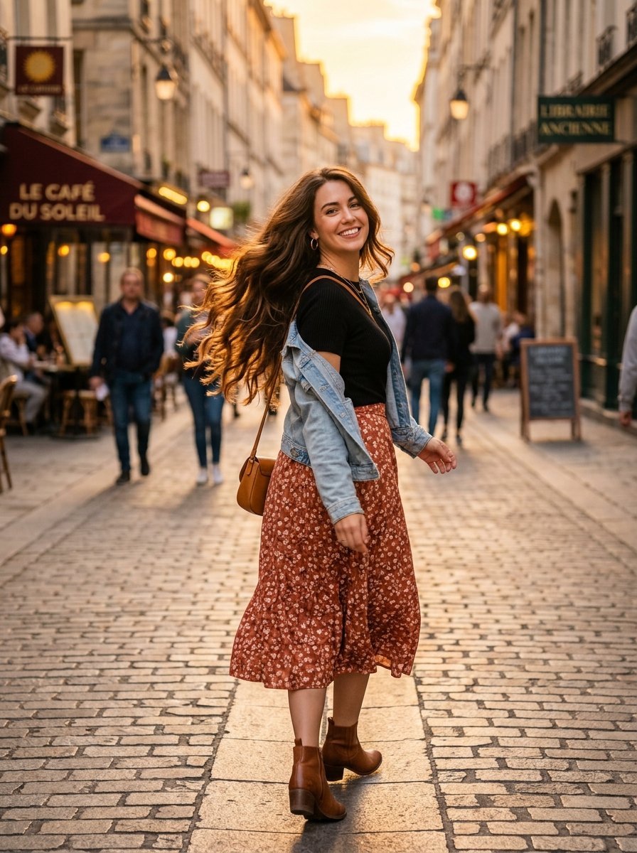 Woman Walking Looking Back