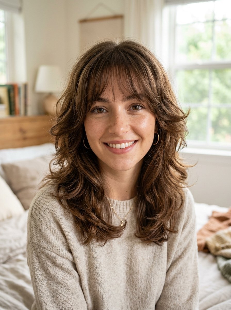 Woman With Wispy Bangs Hairstyle